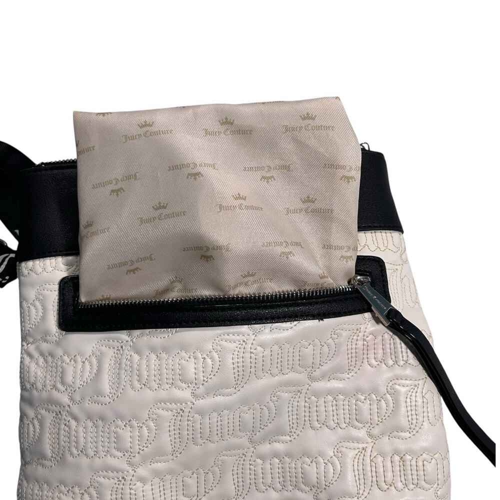 Juicy Couture Black White Crossbody Purse Bag Deboss Logo Adjustable Strap - Picture 7 of 10